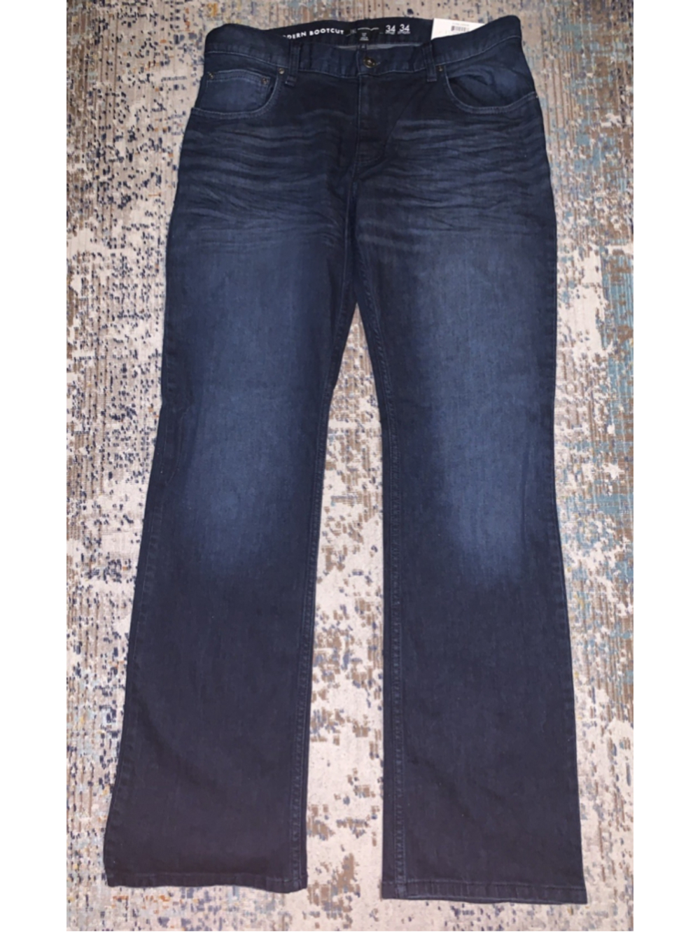 INC International Concepts Modern BootCut Jeans Size 34 x 34 Dark Wash Blue NWT